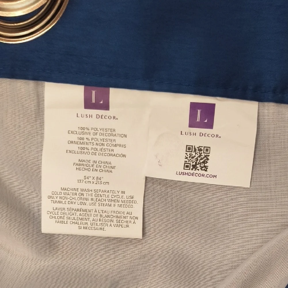 Lush Decor Light Filtering Curtains 2 Panels White & Navy NWT-D